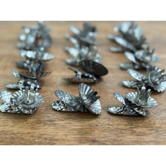 Vintage Silver Tone Christmas Tree Candle Clips Holders Pinecone Clips Set 15 pc - Picture 8 of 14